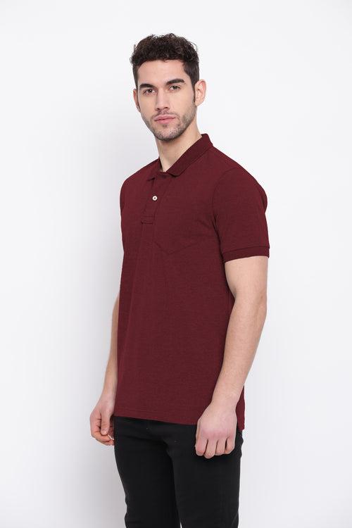 Poomer Polo Collar T-Shirt - Maroon