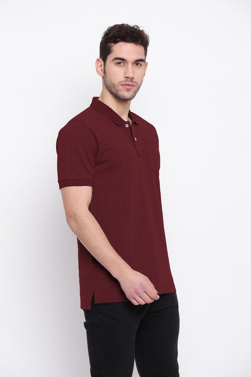 Poomer Polo Collar T-Shirt - Maroon