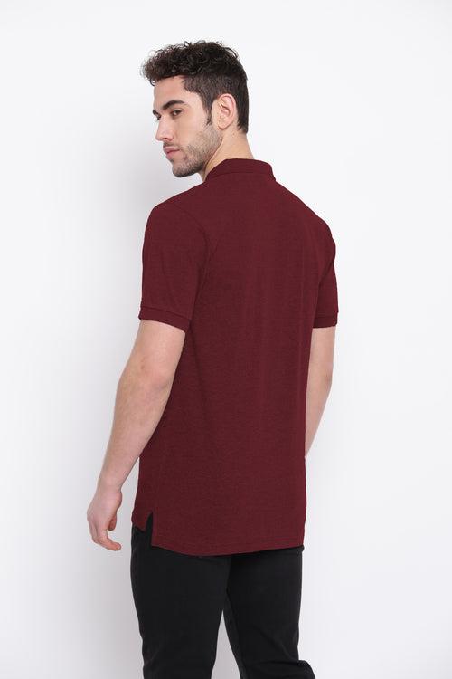 Poomer Polo Collar T-Shirt - Maroon