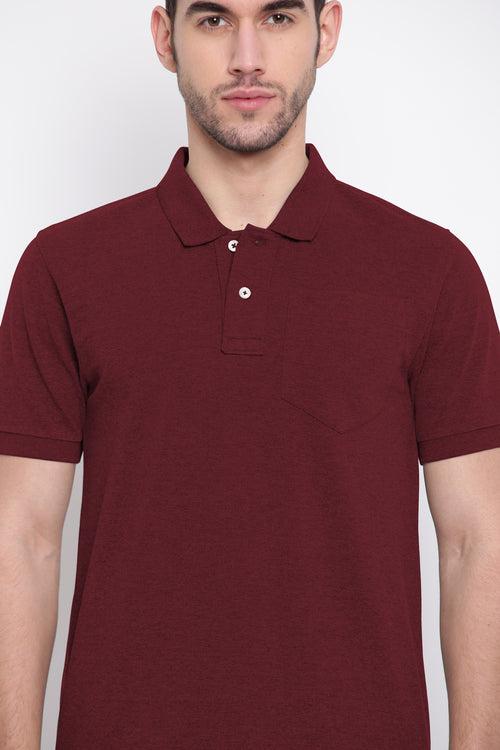 Poomer Polo Collar T-Shirt - Maroon