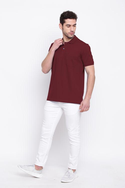 Poomer Polo Collar T-Shirt - Maroon