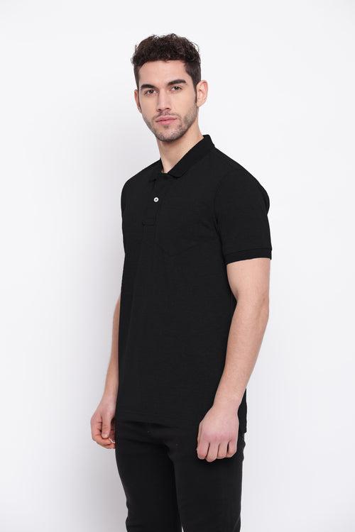 Poomer Polo Collar T-Shirt - Black