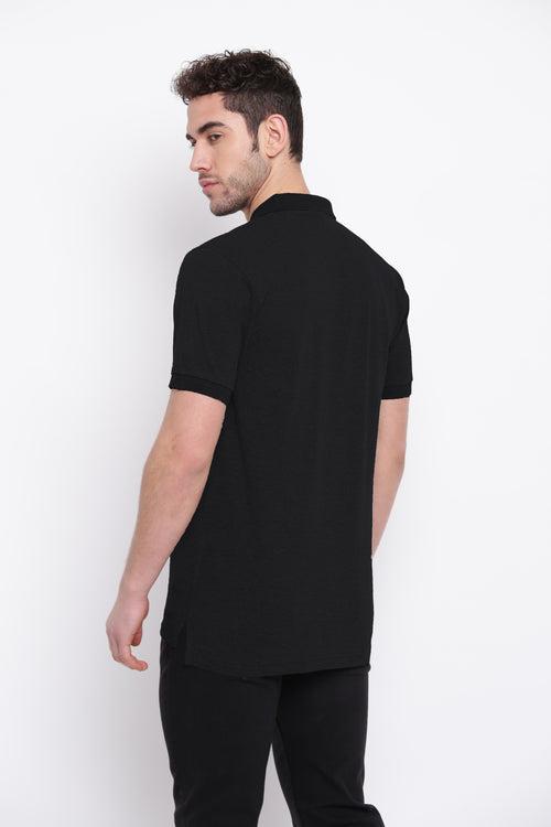 Poomer Polo Collar T-Shirt - Black