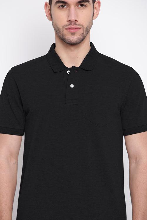 Poomer Polo Collar T-Shirt - Black