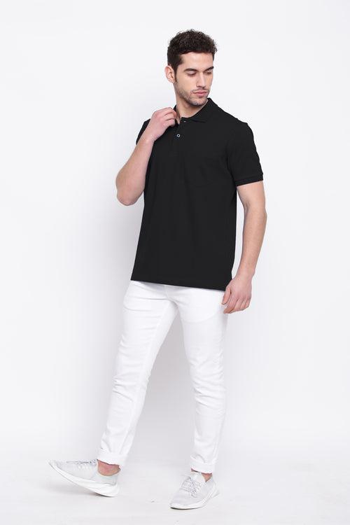 Poomer Polo Collar T-Shirt - Black