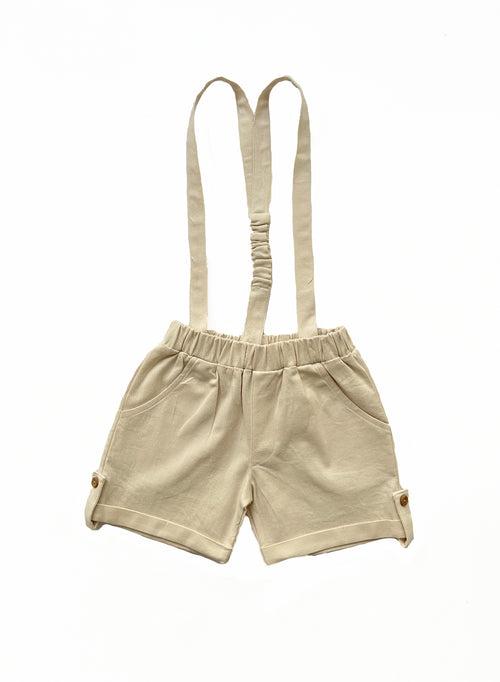 James Cream Detachable Suspender Shorts