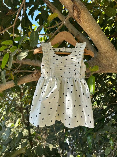 Cara Pin-tuck Polka Dot Dress