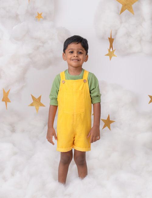 Charlie Yellow Dungaree Shorts