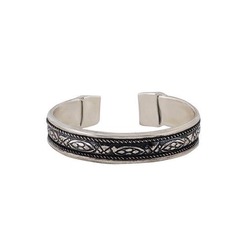 Teejh Kirath Silver Oxidised Cuff Bracelet