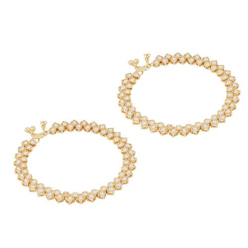 Teejh Kasturi Pearl and Gold Anklets