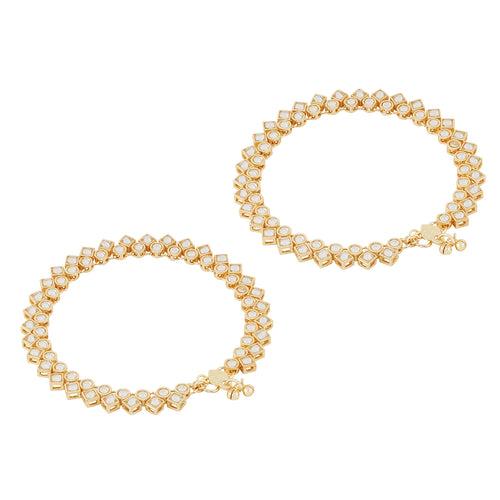 Teejh Kasturi Pearl and Gold Anklets