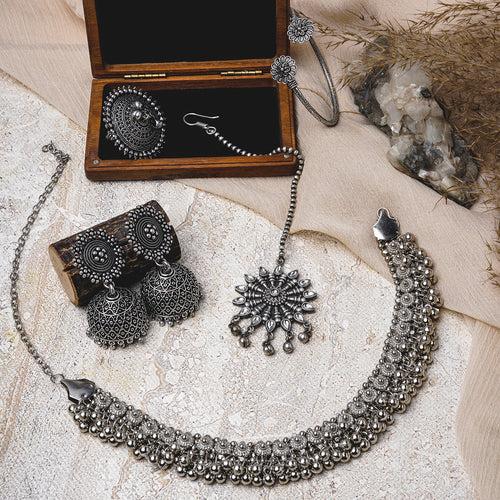 Teejh Kanjan Silver Oxidised Jewelry Gift Set