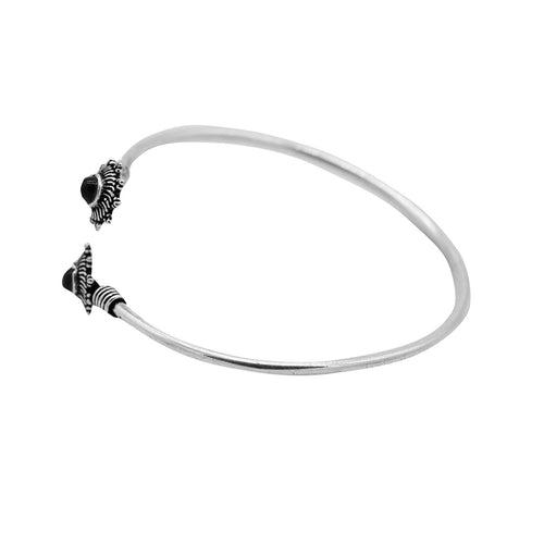 Aparna Black Flower Silver Oxidized Bracelet