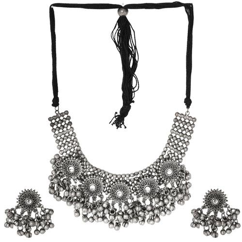 Teejh Chhaya Silver Oxidised Necklace Set