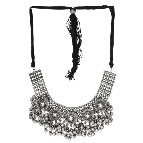 Teejh Chhaya Silver Oxidised Necklace Set