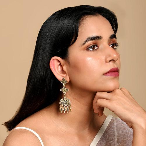 Teejh Fulki Gold Oxidised Earring