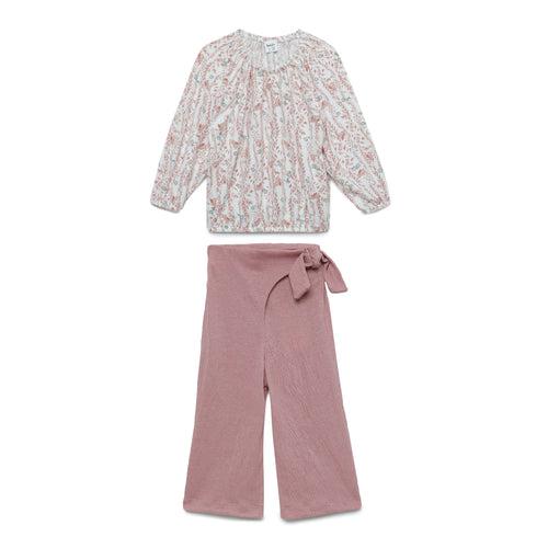 Kids Girls Textured Decorative Full Pant