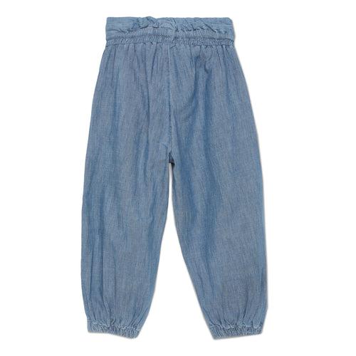 Kid Girls Blue High Waist Jogger Denim Pant