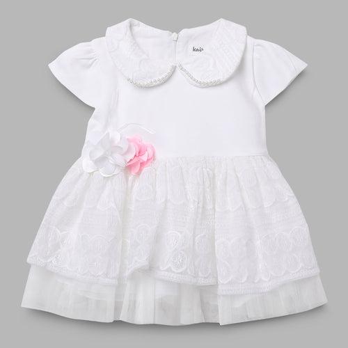 Baby Girls White Party Wear Set-4pcs Gift Set