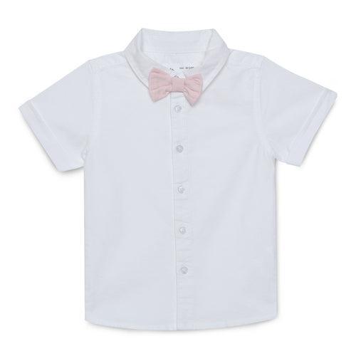 Baby Boys Shirt With Bow Tie and Suspender Shorts -3pcs set