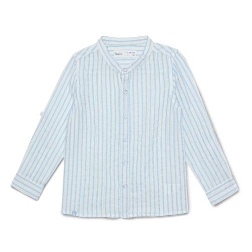 Baby Boys Grandad Neck Roll Up Sleeve Striped Shirt