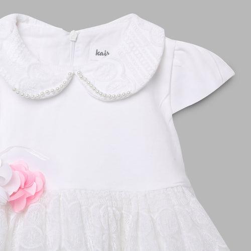 Baby Girls White Party Wear Set-4pcs Gift Set