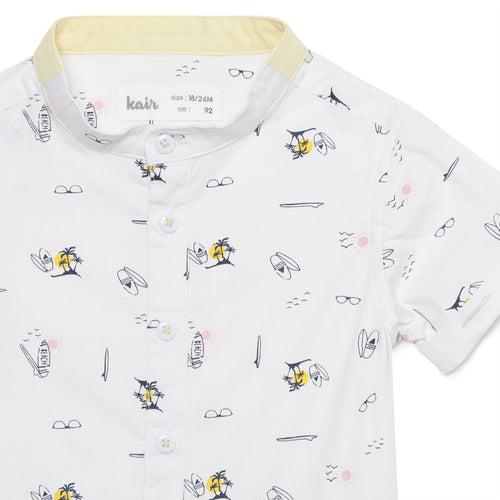 Baby Boys Grandad Collar Neck Half Sleeve Shirt