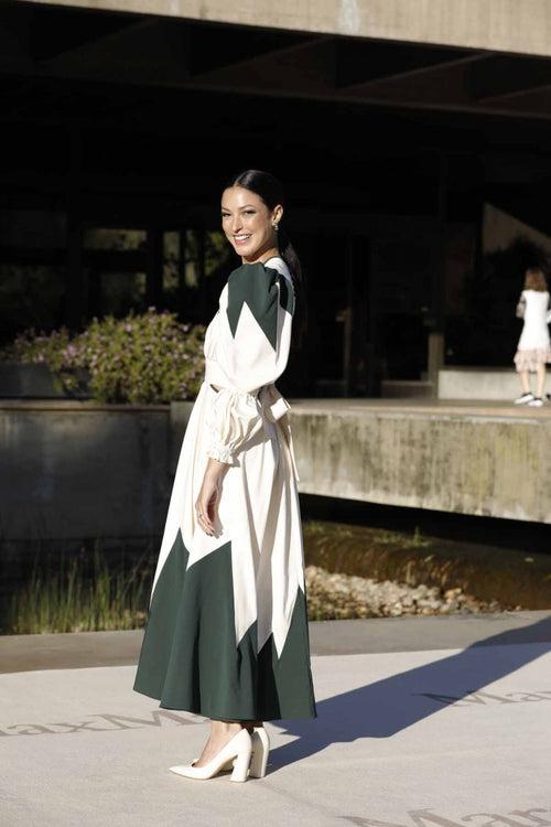 White V-Neck Long Dress