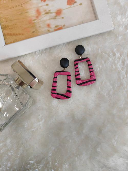 Pink Stripes Statement Earrings