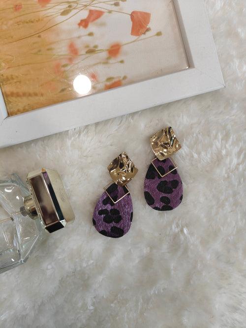 Purple Drop Statement Earrings