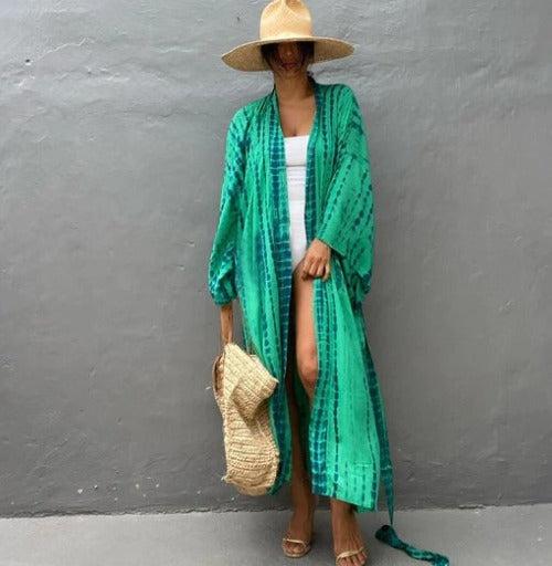 Green Tie and Dye Beach Jacket