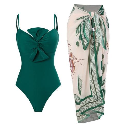 Green Bow Monokini Swimsuit