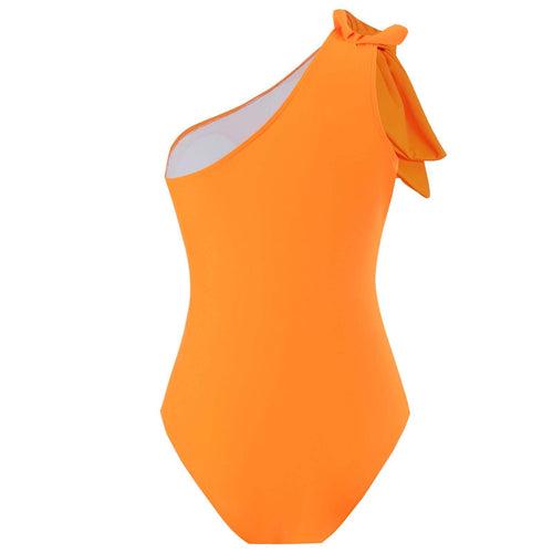 Vibrant Orange One-Shoulder Swimwear