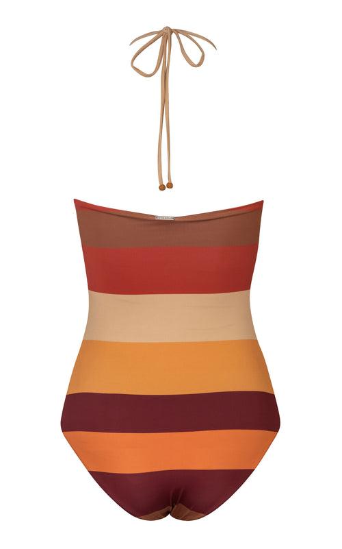 Vintage Colorblock Halter Neck Swimsuit