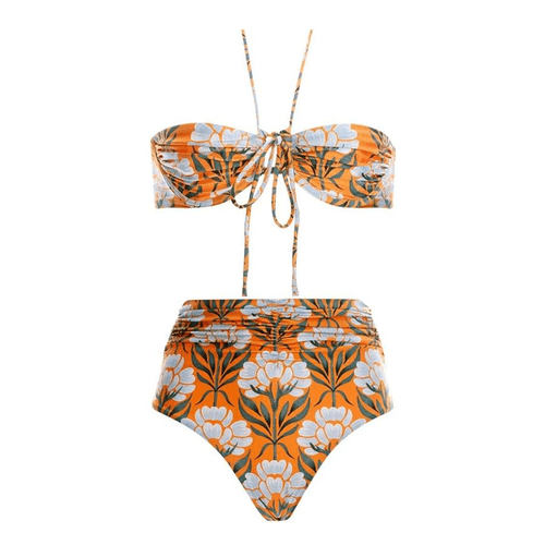 Tropical Tie-Up Ochre Swimwear