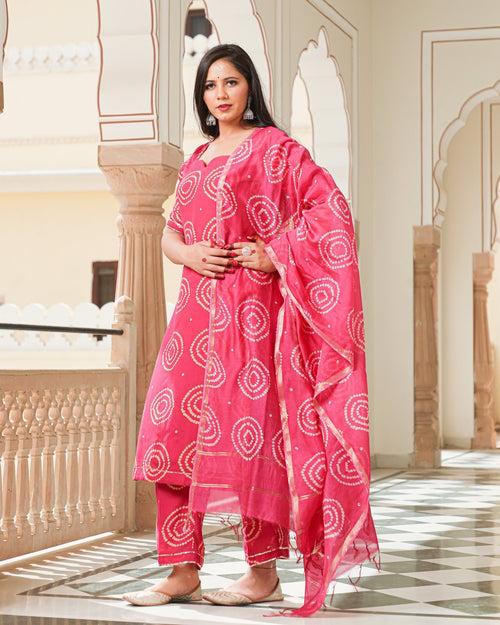 Magenta Modal Bandhani Suit Set