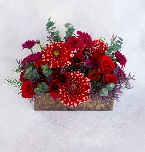 Exotic Red Florals in Acrylic Box