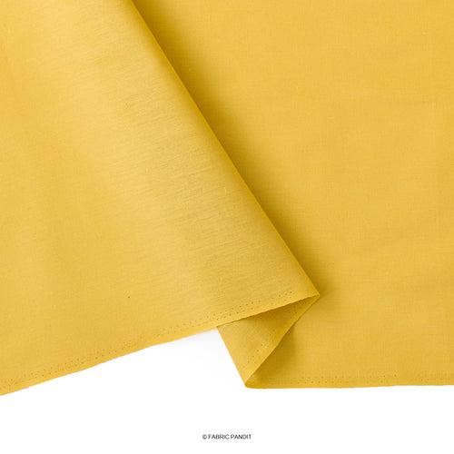 Mustard Yellow Color Pure Cotton Linen Fabric (Width 52 Inches)