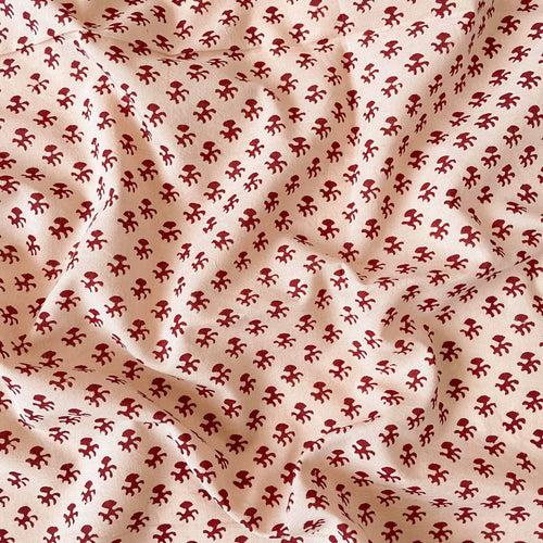 Brick Red & Beige Abstract Floral | Ajrakh Natural Dyed Hand Block Printed Pure Cotton Fabric (3 Meters) | and Cotton Pyjama (2.5 Meters) | Unstitched Combo Set