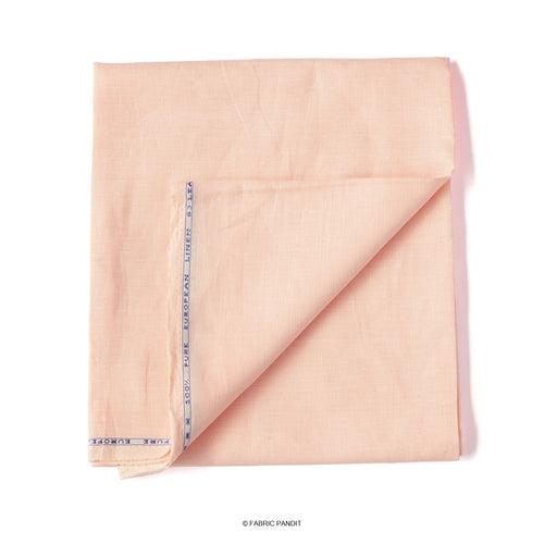 (CUT PIECE) Pastel peach Plain Premium 60 Lea Pure Linen Fabric (Width 58 inch)