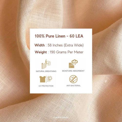 (CUT PIECE) Pastel peach Plain Premium 60 Lea Pure Linen Fabric (Width 58 inch)