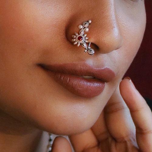 Gul Silver Nath/Nose Ring By Moha - Pierced Right