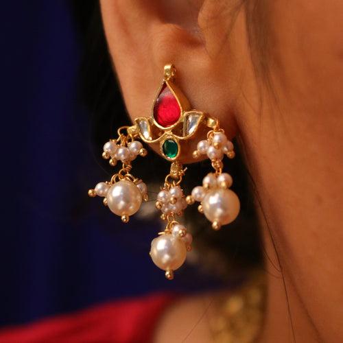 Moti Padma Silver Earrings By MOHA