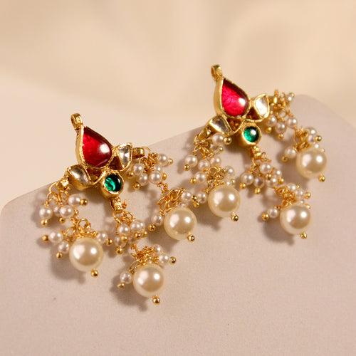 Moti Padma Silver Earrings By MOHA