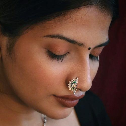 Kanna Silver Nath/ Nose Ring By Moha - Pierced Right