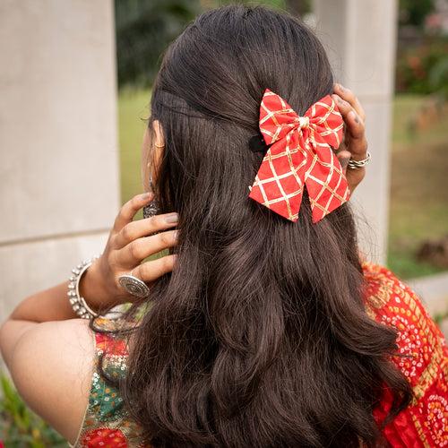 Gotta Patti Red - Navratri Bow