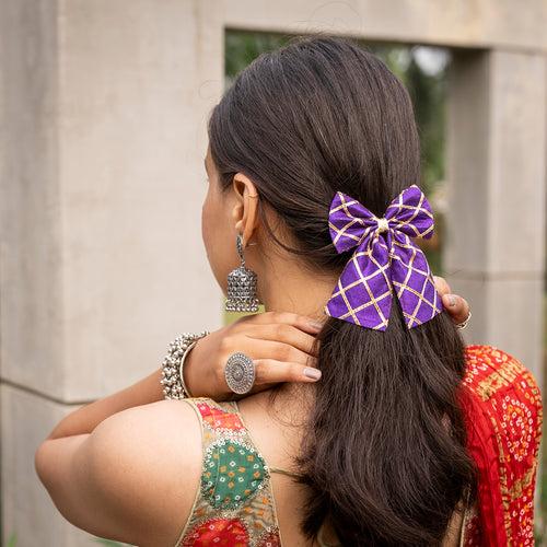 Gotta Patti Purple - Navratri Bow