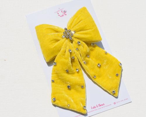 Yellow // Jewelled Velvet Bow