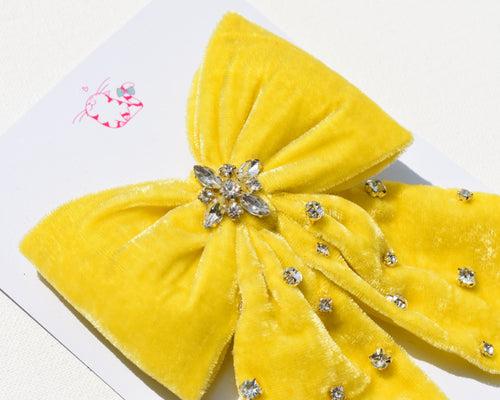 Yellow // Jewelled Velvet Bow