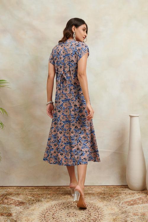 Blue Printed Modal Dress